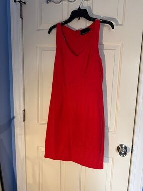 Classic Red/Dark Coral Sleeveless V-Neck Dress
